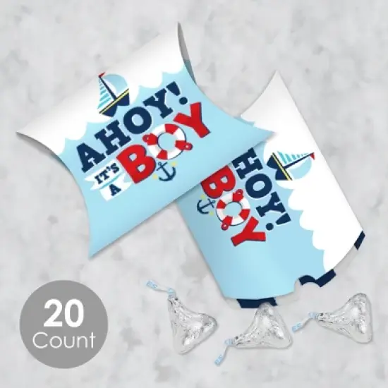 Big Dot of Happiness Ahoy It's a Boy - Favor Gift Boxes - Nautical Baby Shower Petite Pillow Boxes - Set of 20 image {1}