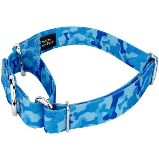 Country Brook Petz Blue Bone Camo Martingale Dog Collar image {1}