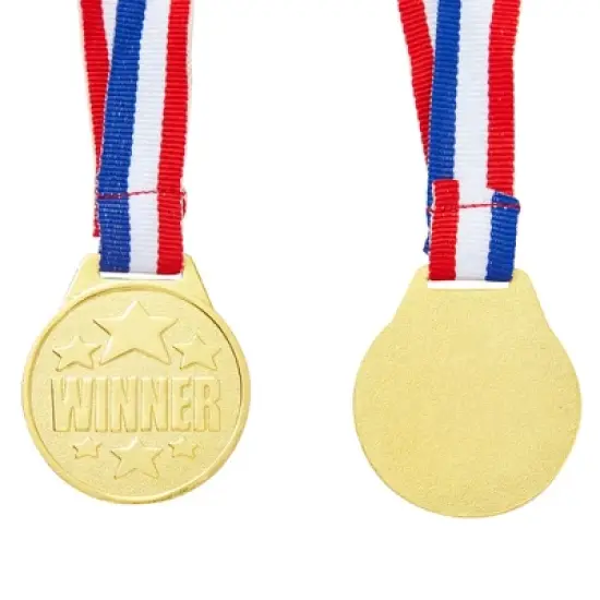 Juvale 24 Pack Gold Winner Medals for All Ages - Participation Awards with 15.3-Inch Neck Ribbon for Competitions (1.5 In) image {6}