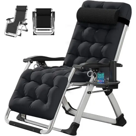 Docred Standard & XL Zero Gravity Chair with Cushion, Cup Holder & Headrest for Lawn, Patio & Pool image {8}