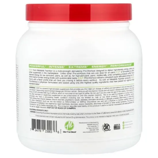 Metabolic Nutrition E.S.P.&reg; Pre-Workout, Green Apple, 300 g image {2}