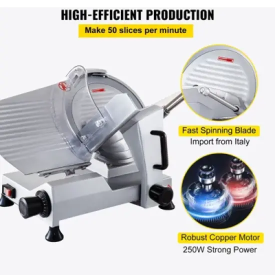 VEVOR Commercial Meat Slicer, 320W Electric Deli Food Slicer, 12 inch Carbon Steel Blade Electric Food Slicer, 350-400RPM Meat Slicer, 0-0.6 inch image {3}