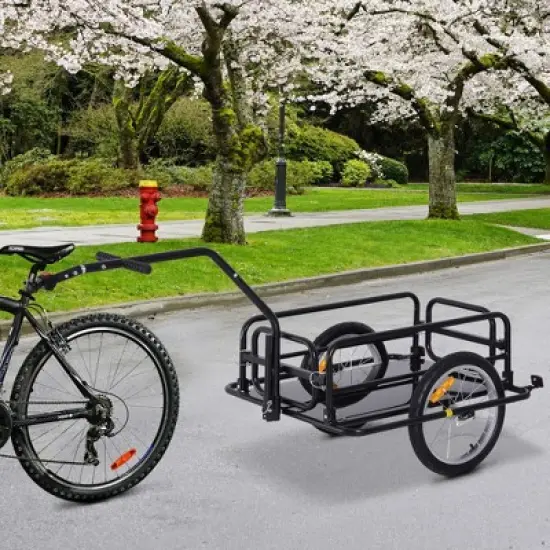 Aosom Foldable Bike Cargo Trailer Cart with Hitch, 88 lbs. Capacity, 16' Wheels, Black image {2}