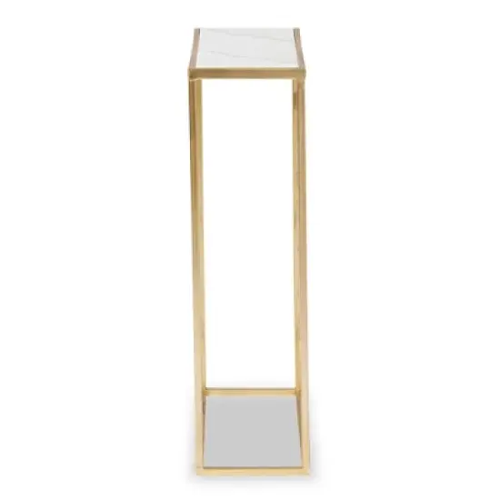 Calanthe Metal with Marble Tabletop Console Table White/Gold - Baxton Studio image {3}