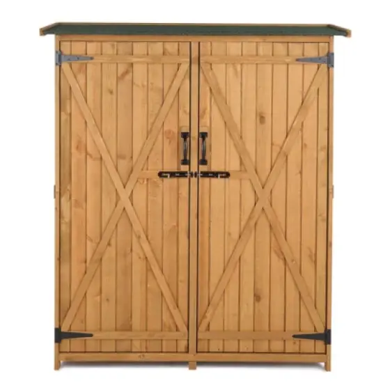 Karl Home 55''W X 63''H Yellow Solid Wood Outdoor Storage Shed image {3}
