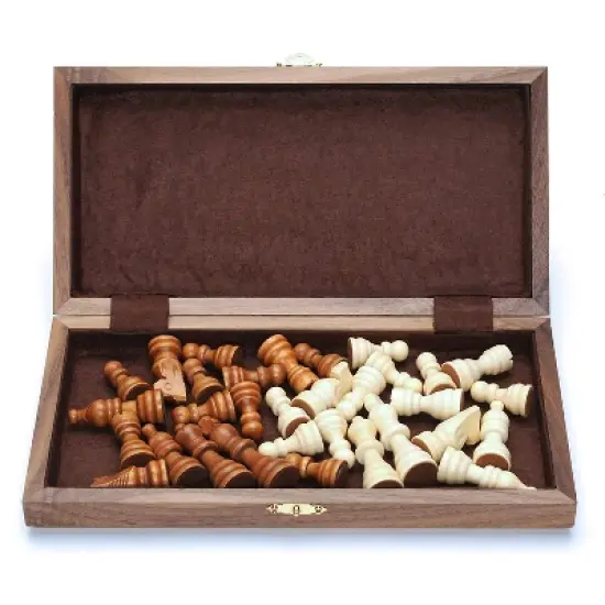 WE Games Folding Wood Travel Chess Set- 11.5 in Walnut Veneer Board image {1}