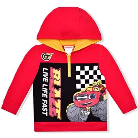 Nickelodeon Boy's Blaze Live Life Fast Half Zip Pullover Graphic Hoodie for toddler image {2}