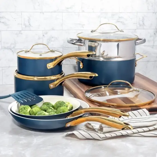 Gotham Steel Navy 15-Piece Ultra Nonstick Ceramic Cookware Set with Utensils image {4}