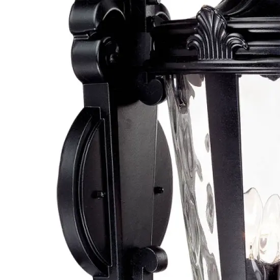 John Timberland Casa Marseille Vintage Rustic Outdoor Wall Light Fixture Textured Black Scroll 31" Clear Hammered Glass for Post Exterior Barn Deck image {3}