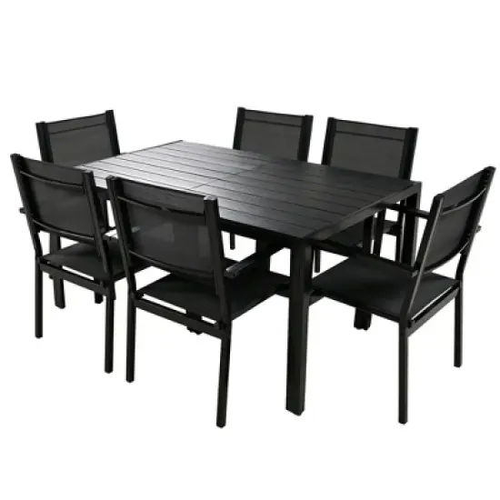 7-Piece Outdoor Patio Dining Set, Steel Table with 6 Chairs, Weather-Resistant Garden Furniture for Backyard, Deck and Balcony - ModernLuxe image {5}