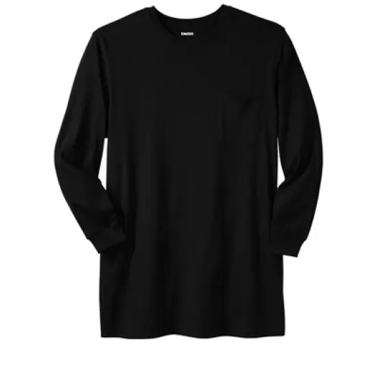 KingSize Men's Big & Tall Shrink-Less&trade; Lightweight Longer-Length Long-Sleeve Crewneck Pocket Tee image {3}