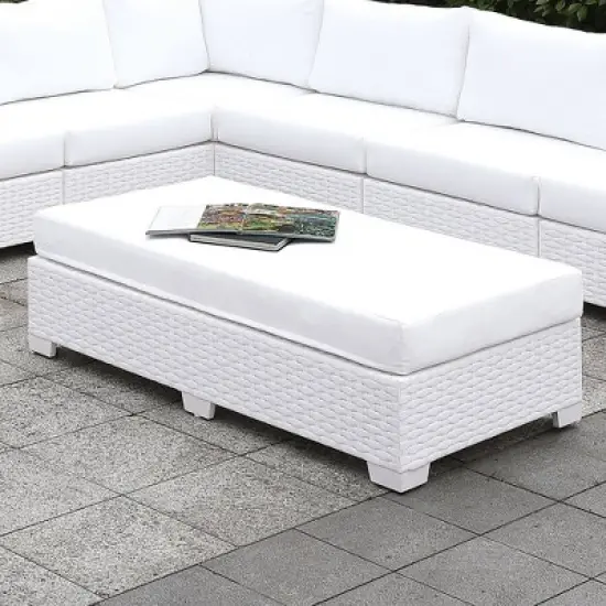 Alertis Patio Wicker Bench - White - miBasics image {1}