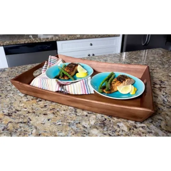 19" x 14" Acacia Curved Serving Tray - Lipper International image {3}