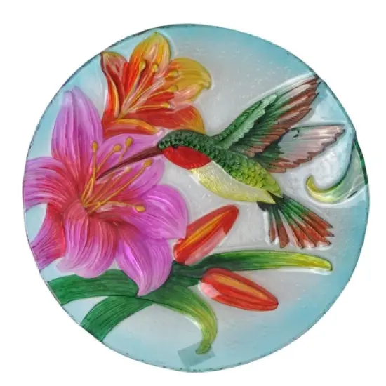 Teamson Home 18" Hummingbird Fusion Glass Bird Bath image {4}