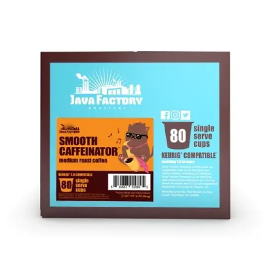 Java Factory Single Cup Coffee Keurig, Smooth Caffeinator Medium Roast, 80 Count image {9}
