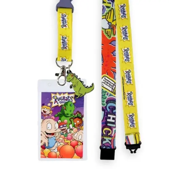 Nickelodeon Rugrats Lanyard Breakaway Strap with Clear ID Badge Holder Keychain Multicolored image {1}