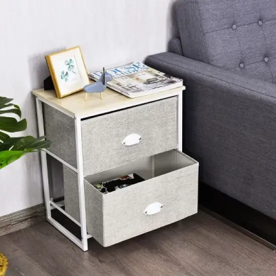 Tangkula 2-Drawer Nightstands Organizer End Table Storage Unit Bedroom White/Black image {2}