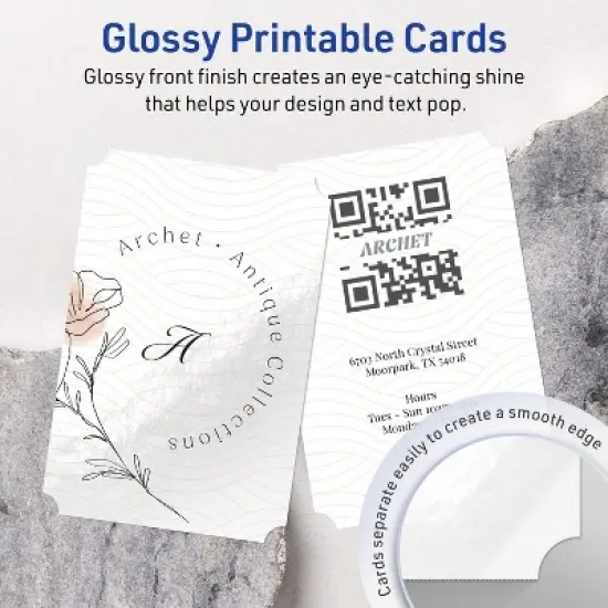 Avery Glossy White Postcards, 3-1/2" x 5" Rectangle Scalloped Edge image {1}