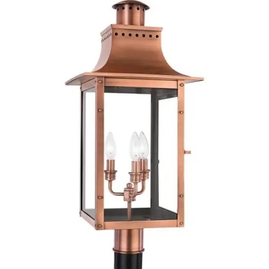 Quoizel Lighting Chalmers 3 - Light Post Light in  Aged Copper image {3}