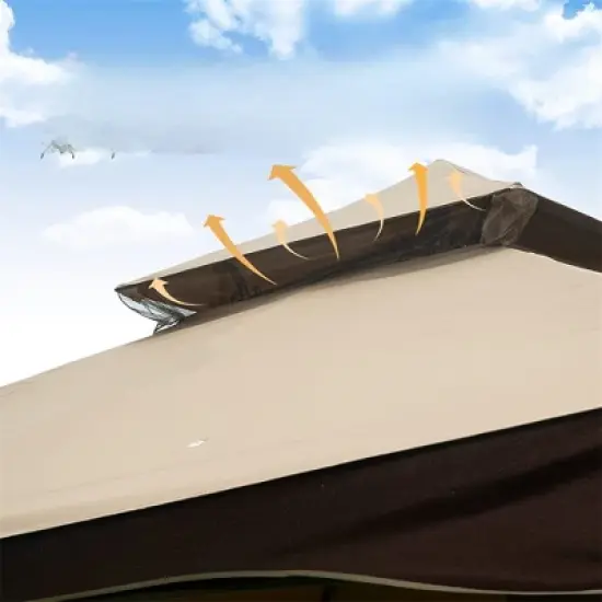 DSVIMOY Canopies and Gazebos, Outdoor Gazebo with Mosquito Netting, Gazebo Canopy Tent for Deck Backyard Garden, Brown, 156"*120"*120" image {2}