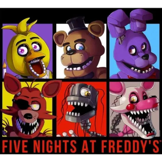 Five Nights at Freddy's Character Squares Boy's Black T-shirt image {1}