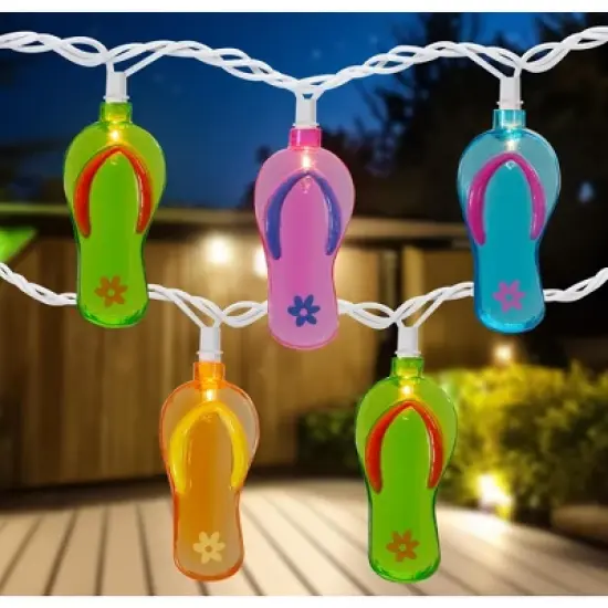 Northlight 10 Ct Multi Color Flip Flops String Light Set - 7.25' White Wire image {1}