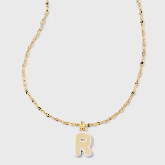 14K Gold Dipped Enamel Initial Pendant Necklace - A New Day&trade; Gold/White image {21}