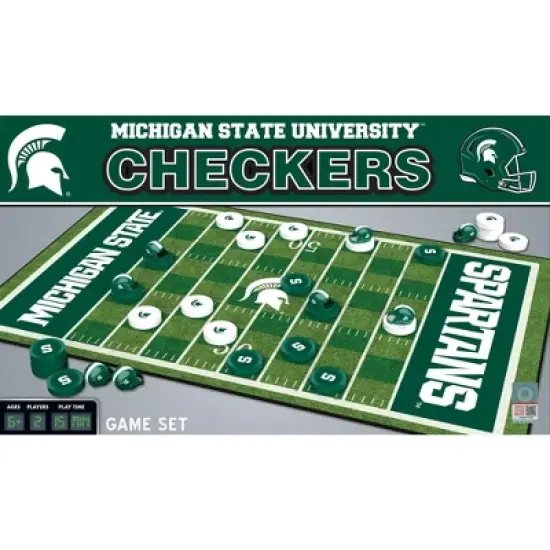 MasterPieces Officially licensed NCAA Michigan State Spartans Checkers Board Game for Families and Kids ages 6 and Up image {1}