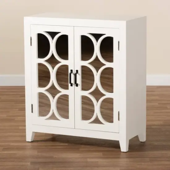 Garcelle Wood and Mirrored Glass 2 Door Sideboard White - Baxton Studio image {8}
