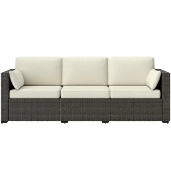 Resenkos 3-Seat Sofa, Outdoor Sectional Furniture, PE Rattan, Brown image {13}