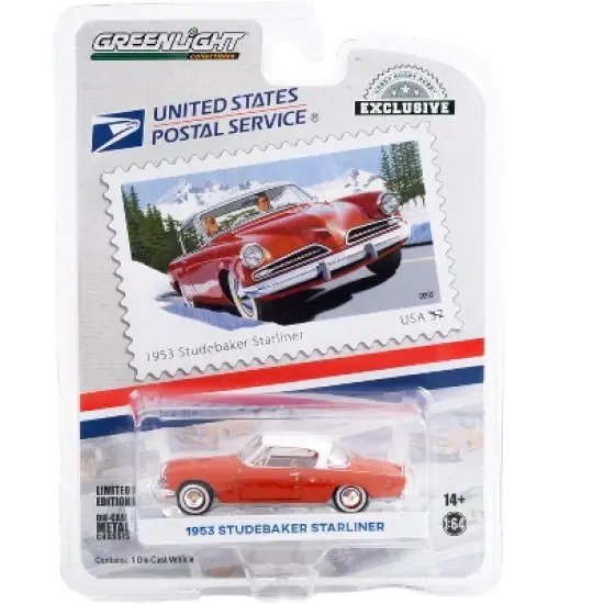 1953 Studebaker Starliner Red w/White Top USPS "America on the Move" "Hobby Exclusive" 1/64 Diecast Model Car by Greenlight image {2}