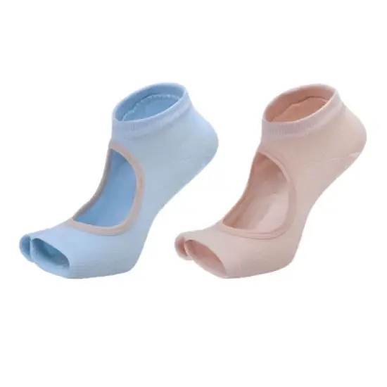 Anna-Kaci Women's Open Toe Yoga Socks with Anti-Slip Grip Sole Breathable Fabric for Barre and Pilates 2-Pack image {11}