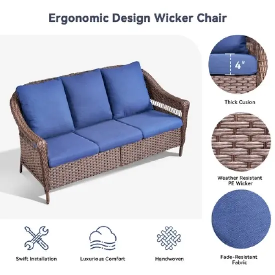 Buenhomino Outdoor Couch Wicker Patio Sofa image {3}