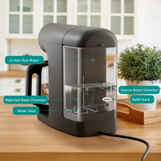 Ecoviva 200G Countertop Reverse Osmosis Water Filtration System with 5 Stage Filtration 3:1 Pure to Drain, TDS Monitor, Faster Delivery Flow image {7}