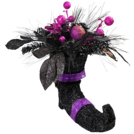 Northlight Witch's Boot with Glittered Roses and Foliage Halloween Decoration - 12" image {3}