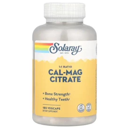 Solaray Cal-Mag Citrate, 1:1 Ratio, 180 VegCaps image {4}