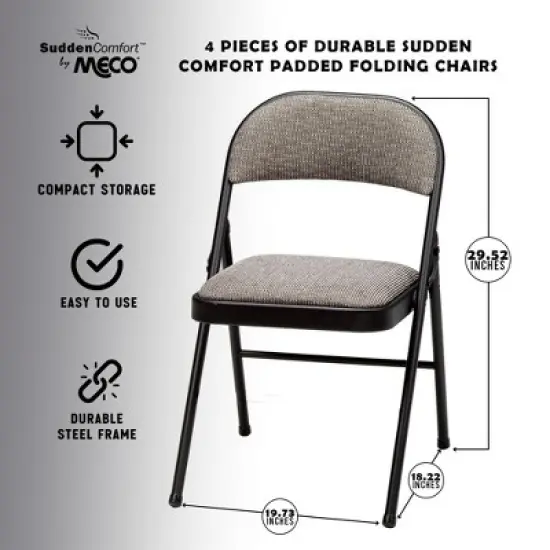MECO 4-Pack of Sudden Comfort Deluxe Fabric Padded Folding Dinning Chairs with 16 x 16 Inch Seat and Non Marring Leg Caps image {3}
