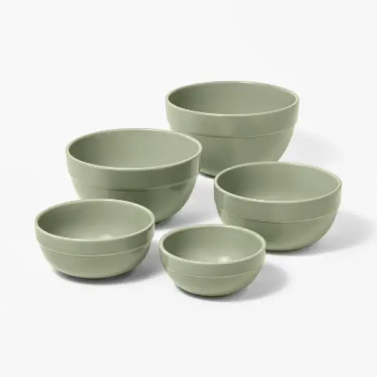 5pc Earthenware Ceramic Mixing Bowl Set - Figmint&trade; image {5}