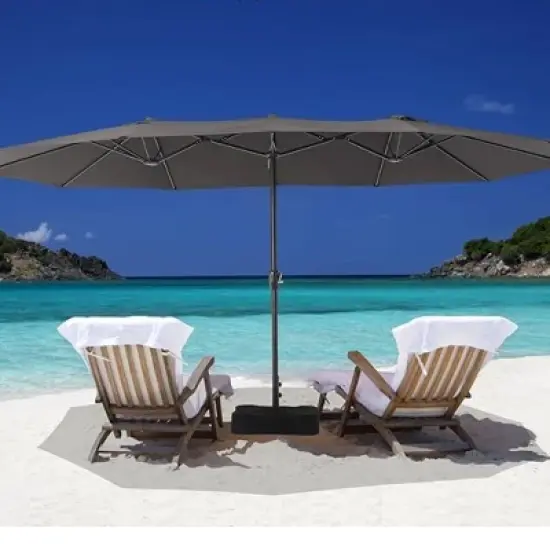 GustoWave Outdoor 15FT Double-Sided Patio Umbrella with Base image {5}