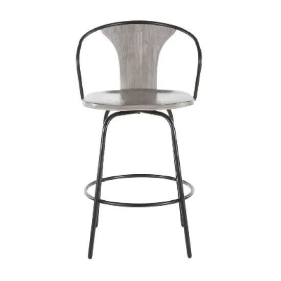 25" Waco Industrial Counter Height Barstool Black/Gray - LumiSource image {4}