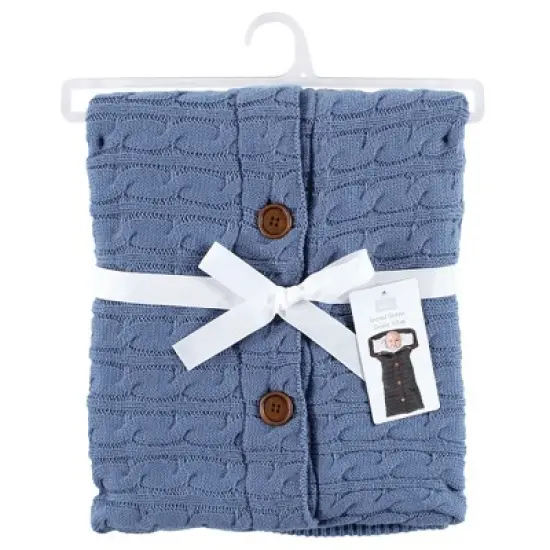 Hudson Baby Infant Boy Faux Shearling Knitted Baby Lounge Stroller Wrap Sack, Coronet Blue, One Size image {1}