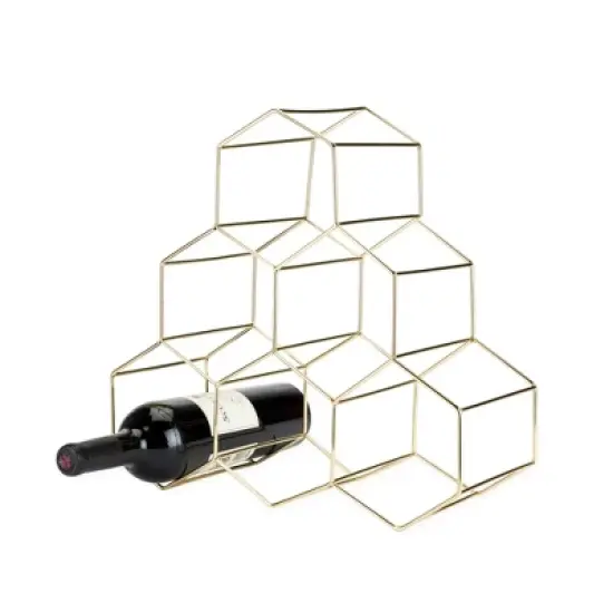 Viski Geo Gold Bottle Wine Rack, Honeycomb Design image {8}