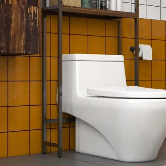 kleankin Industrial Over The Toilet Storage Cabinet, Bathroom Space Saver Above Toilet with Double Door Cupboard and Adjustable Shelf, Rustic Brown image {5}