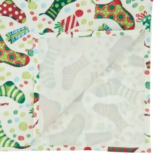 Saro Lifestyle Christmas Stockings Holiday Table Runner image {1}