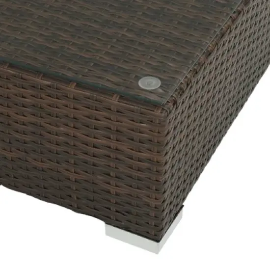 vidaXL Scandinavian Style Poly Rattan Patio Lounge Set, 6-Piece with Weather-Resistant Cushions and Glass Coffee Table, Easy Assembly, Brown and Cream image {6}