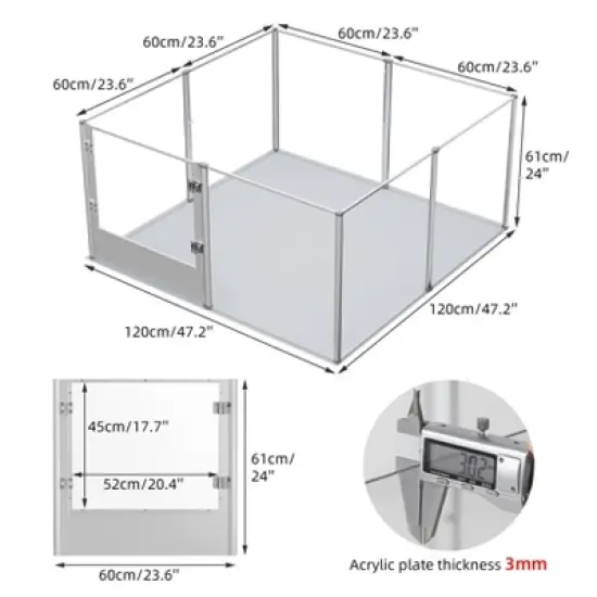 Artloge 6-10 Panels Large Heavy Duty Acrylic Dog Playpen Puppy Fence Safest Pet Enclosure Fertility Cage with Aviation Aluminum Frame & Waterproof Pad image {2}