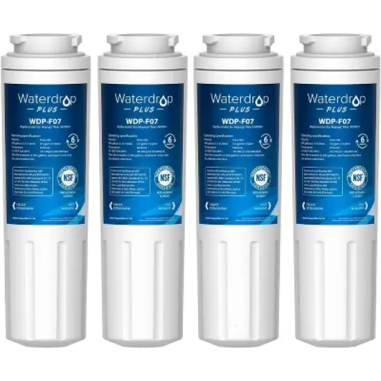 Waterdrop Plus UKF8001 NSF 401,53 Certified Refrigerator Water Filter, Replacement for Whirlpool Everydrop Filter 4, 4 Filters image {9}