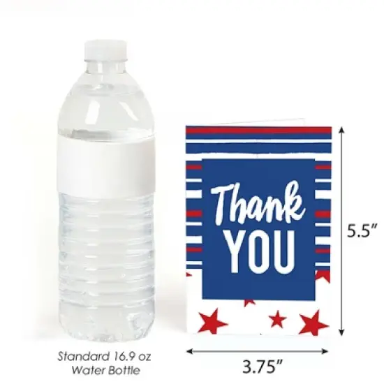 Big Dot of Happiness Stars and Stripes - Memorial Day, 4th of July and Labor Day USA Patriotic Party Thank You Cards (8 Count) image {2}