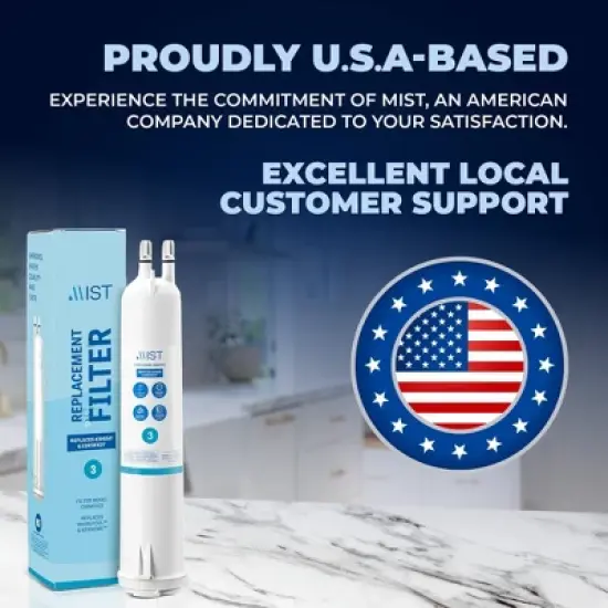 Mist EDR3RXD1 2pk Refrigerator Water Filter Replacement for EveryDrop Filter 3, Whirlpool 4396841 - NSF 42 Certified image {6}