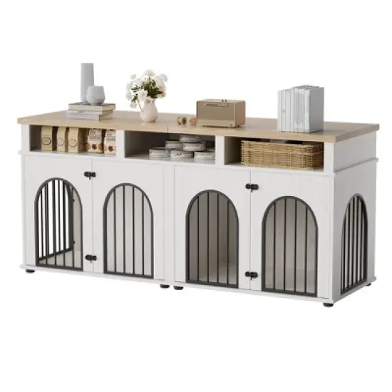 MDF PB Iron Arch Double Dog Cage - Durable, Spacious, Secure, Easy Assembly, Weather Resistant image {8}